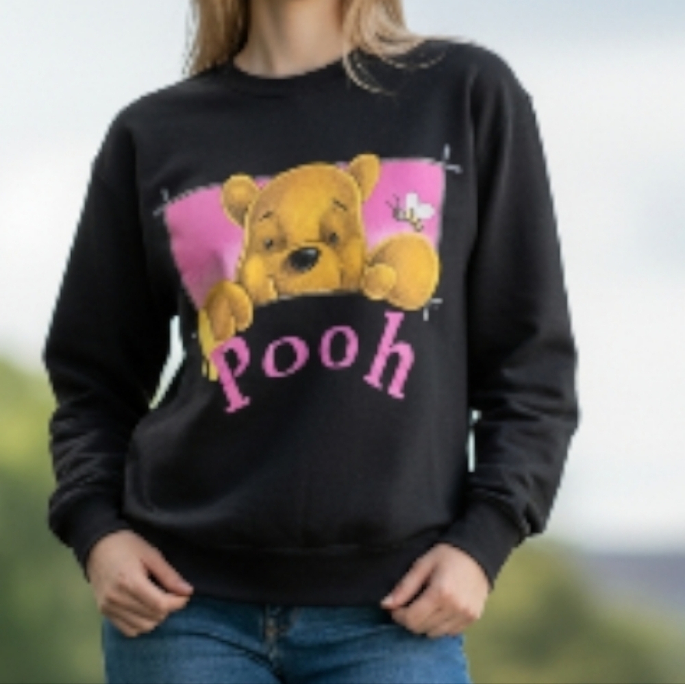 Vintage 90s Disney Winnie the Pooh black crewneck sweatshirt. XL - Picture 2 of 4